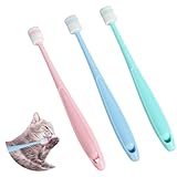 3 Stück Kleine Katze Zahnbürste,360 Grad Katzen Zahnbürste Weich,Langgriff Katzenzahnbürste für Katzen,Wiederverwendbar Hundezahnbürste für Kleine Hunde,Haustiere Silikon Toothbrush,für Dogs,Katzen