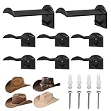 POPAPIE 8 Stück Hùt Halterung Wand Cowboy,Selbstklebende Hut-Haken,Hut Rack für Cowboyhüte,Cap Aufhänger,Cap Halterung Wand Geeignet für Hüten Handtüchern Taschen Schals (Schwarz)