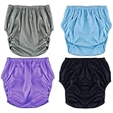 4 Stück Auslaufsichere Unterwäsche für Erwachsene für Inkontinenz, Waschbar,Geräuscharm Windelbezug,Wiederverwendbare Windelüberzüge aus Kunststoff(Style 2,X-Large)