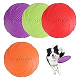 JSMTKJ 4 Stück Dog Disc, Naturgummi, Hundefrisbees, Hundespielzeug Frisbee, Haustier fliegenden Untertasse perfekt für Hundetraining, Werfen, Fangen und Spielen (Orange, rot, grün, lila)