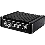 AIOPCWA Micro Firewall Appliance, 12th Gen N100 Fanless Mini PC, 4 x 2.5GbE i226V LAN Ports, Support Windows OPNsense, Router PC, AES-NI, TF, Type-C, DDR5 8GB RAM 128GB SSD