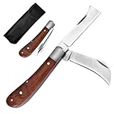 XPJBKC Gartenmesser, Klappbar Okuliermesser mit 2 Klingen und Aufbewahrungstasche, Multifunktionale Veredelungsmesser, Pilzmesser Pfropfmesser, Outdoor Garden Knife zum Pfropfen, Beschneiden, Jäten