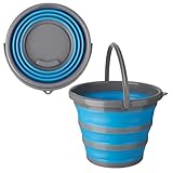 Faltbarer Silikon Eimer 10L mit 2 Verstärkungsringen & Ausgießer – Platzsparender, Putzeimer für Camping, Angeln, Haushalt, Wohnmobil & Reisen – Robuster, kompakter Wassereimer mit Aufhänge