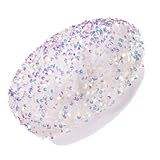 COMPUKAS Damen Baskenmütze mit Pailletten Weiß Modische Wintermütze aus Strapazierfähigem Terylen Elegante Herbstbarett für Party und Alltag