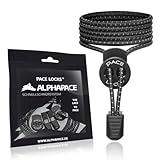 ALPHAPACE Pace Locks Elastische Schnürsenkel ohne binden mit Schnellverschluss, Schuhbänder ohne Schnüren, Slip-on Schnellverschluss für Sport, Jugend & ältere Menschen, 120 cm, 1-Paar in Schwarz