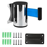 Aweisile Massenkontrolle Absperban Personenleitsystem Absperrpfosten 5M einzeihbar Wand Montiert Absperrung Band Warteschalnge Gürtel Abgrenzungsständer Absperrständer Blaue mit Montage Zubehör