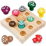 Holzspielzeug für Kleinkinder ab 3 Jahren – Montessori-Holz-Lernspielzeug, lustiges Vorschulspielzeug, Farbsortierung, Pilz-Stapelpuzzle, passende Spiele, ideales Osterkorbfüller, Geschenk für Kinder