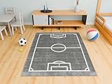 AKCILA Lima rechteckig Grau Kids Carpet Feld, Fußball 80x150 cm, Kinderzimmer, Kurzflor Teppiche Jungen, Spielteppich Kinder Babyzimmer Tepich, Teppich Schlafzimmer,Teppiche Gegend, Wohnzimmerteppich