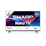 SHARP 55GJ4225E - 55 Zoll Fernseher (139 cm) 4K Ultra HD Roku TV - Gaming & Streaming LED Smart TV ohne Rahmen (HDR10, HDMI 2.1, AV1-Codec, Receiver, WLAN) - Netflix, Prime, YouTube, Disney+, AppleTV