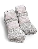 Basic Treasure 6 Paar Norweger Wollsocken, Wintersocken Herren und Damen 39-42, Warme Thermosocken Winter, Dicke Socken, Grau