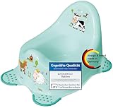 KiNDERWELT Premium Töpfchen für Babys und Kinder - Funny Farm aquamarin für Babys und Kleinkinder - Stabiler Babytopf mit Anti-Rutsch-Funktion - BPA-Frei