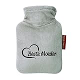Huuraa Taschenwärmer Beste Moeder Hart Geschenk 0,2 Liter Grey Mini Veloursbezug Beste Moeder Geschenkidee