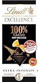 Lindt Schokolade EXCELLENCE 100 % Kakao + Orange, Promotion | 50 g Tafel | Extra intensiv | 100% Kakaoanteil und fruchtige Orangen Stückchen | Dunkle Schokolade | Vegane Schokolade |Schokoladentafel