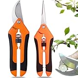 Gardena Gartenschere,2 Pack Professionelle Gartenschere Scharfe Rosenschere aus Edelstahl Klein Gartenschere Astschere Bonsai Schere Trimmschere Blumenschere für Äste Zweige Obstbäume(Orange)