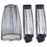 KDAMGOQE Midge Net Midge Net ＆ 1 Paar Mesh Leg Gaiters Anti-Sting Midge Net mit durchsichtigem Wandergeräten atmungsaktiven Bein Gaichs mit elastischen Band Imker Nettoschutz für Campingfischen