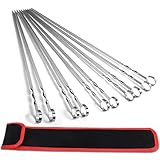 AWCIGG 20 Stück Premium Grillspieße aus SUS304 Edelstahl 40cm Edelstahl Schaschlikspieße BBQ Grill Spieße für Fleisch und Gemüse mit Tragbarer Nylontasche