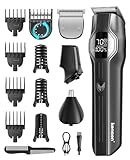 12-in-1 Barttrimmer Herren, Haarschneider, Körperrasierer, Nasenhaarschneider, kensen Bartschneider Herren IPX7 Wasserdicht Bartrasierer 210Min LED-Anzeige USB-C Ganzkörper-Haarpflege 6000/7000RPM