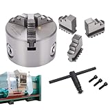 Bollisate Drehfutter, mit T-Schlüsselschlüssel, 3-Backen-Aufsätze, 80 mm, manuelles Drechselfutter, für Gravierer, Oberfräse, Fräsmaschine, Bearbeitungszentrum, Bohren, Holzbearbeitung