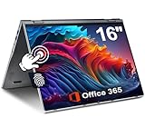 jumper 16 Zoll Laptop, Touchscreen Laptop mit 1 Jahr Office 365, 16GB RAM, 640GB ROM, QWERTZ Tastatur mit Hintergrundbeleuchtung, Fingerabdruckleser, 1920x1200, 7000mAh