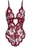 ADSEXY Sexy Dessous Damen für Sex Spitze Unterwäsche Bodysuit One Piece Erotische V-Ausschnitt Reizwäsche Strapsen Negligee Mini Teddy Babydoll