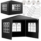 KANWOD Pavillon 3x3 m TORM, Partyzelt Wasserdicht von 9m² mit 4 Seitenwänden und 3 Fenstern, Faltpavillon Stabil für Events, Hochzeit, Garten, Marktstand, Flohmarkt, Grillpavillon mit UV