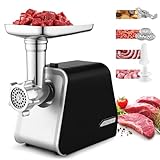 2000W Profi Fleischwolf Elektrisch mit Wurstfüller & Keksaufsatz | Wurstmaschine Fleischmaschine mit 3 Lochscheiben für Hackfleisch, Mett & Spritzgebäck und Kibbe-Aufsätzen für die heimische Küche