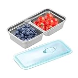 Générique Gewürzbehälter, Servierplatte für Snacks und Lebensmittel – Wiederverwendbare Lunchbox mit Doppelfächern, Aufbewahrungstablett für Arbeit, Reise und Camping