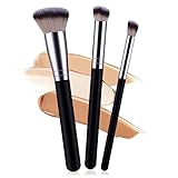 Bewudy 3 Stück Make-up Pinsel, Foundation Pinsel und Concealer Pinsel, Professionelle Synthetischer Faser Make-up Pinsel für Flüssige Foundation Creme Puder Rouge