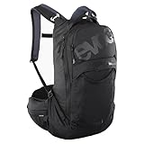 EVOC TRAIL PRO BLACKLINE 16 Protektorrucksack (leichter Rucksack mit Rückenprotektor, inkl. Trinkblasenfach, optimaler Sitz, S/M), Schwarz