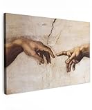 MuchoWow© Leinwand Bilder Groß 120x80 cm XXL Wanddeko Wohnzimmer Aesthetic Room Decor Deko Zimmer Wandbilder Modern Fotogeschenke Adam - Michelangelo - Erschaffung Adams