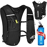 ONETOALL Laufweste Damen mit Trinkflasche 500ml, Leichter Trinkrucksack Laufen Herren 6L, Running Vest Laufrucksack Reflektierend für Jogging, Trailrunning, Fahrrad, Marathon, Motorrad, nur 150g