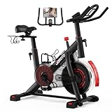 JOROTO Heimtrainer Fahrrad mit Exklusiver App, Leises Ergometer Hometrainer Fahrrad mit Magnetwiderstand 0-100%, Fitnessbike für Zuhause mit LCD-Monitor, Hantelständer, Flaschenhalter, bis 150 kg