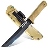 DRGSKL Recon Tanto Messer Scharfes Dschungel-Jagdmesser mit Kydexscheide Outdoor-Messer für Camping, Wandern Weihnachtstag Männer Geschenke Gelb