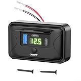 babominimer Kfz-Ladegerät, 3 Anschlüsse mit Voltmeter für Wohnmobil, Boot, Bus – USB C PD3.0 & .0 Steckdose für 12 V-24 V Fahrzeuge, Staubschutz-Design, energiesparender Schalter, Schwarz (grünes