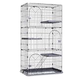 Generic Katzenkäfig mit 3/4 Ebenen, Drahtkäfig, Laufgitter, Käfiggehege mit Katzenhängematte, Katzenkiste mit 3 Plattformen, 3 Vordertüren und 2 Rampenleitern, abnehmbare Metallhütten (Farbe: C, Größe