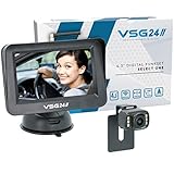 VSG24 4,3“ Funk Rückfahrsystem Select ONE für PKW, KFZ Set kabellos inkl. Rückfahrkamera + Monitor, einfach zum Nachrüsten 12V-24V, Nummernschild Kamera digital, Auto Rückspiegel Einparkhilfe