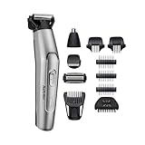 BaByliss Men 11-in-1 Titanium Multi-Grooming Kit Wasserdicht Köperhaartrimmer, Barttrimmer, Nasenhaartrimmer, Augenbrauen, Detailtrimmer und Multifunktionstrimmer, inkl. Tasche, Silber Schwarz MT861E