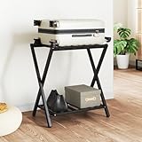 Tomostar Faltbarer Kofferhalter, Gepäckträger, Koffer-Ständer, Schwarz, 68 x 38 x 58 cm, Bambus