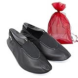 DanzaVinci Bundle Bleyer Gymnastikschuhe 2941 Rhythmik mit Chiffonbeutel, Schwarz, 33, Schläppchen aus Leder für Kinder und Erwachsene, Turnschläppchen rutschfest