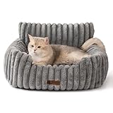 MEWOOFUN Hundesofabett - Katzenbetten für Hauskatzen Weich und Flauschig, Katzensofabett Kleines Hundebett für Hunde und Katzen, Beruhigendes Hundebett (Grau, 61x48x30cm)