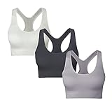 SEGRILA Sport BH Damen Bustier Ohne Bügel Racerback Gepolstert Yoga Fitness Training Schwarz,Elfenbeinweiß,Grau, L