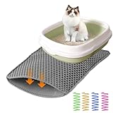 Katzenklo Matte, 45x30cm Katzenstreu Matte für Katzenklomatte,Katzenmatte Katzenklo Unterleger,wasserdichte Doppel Katzentoilette Matte Katzenstreumatte Katzenklo Teppich Cat Litter Mats+Katzenfeder