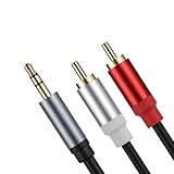 Discool 3.5mm TRS Stecker auf 2RCA Stecker vergoldet Y Splitter Kabel, 1/8 zu 2 RCA Aux Verlängerungskabel Adapterkabel OD 4.5 für DVD, TV/HDTV, VCR's, CD Player(0.3M/0.98ft, M zu M)