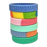 TAGGIE SOS Armband Silikon personalisiert - Notfallarmband graviert mit Name und Telefonnummer. Wasserfest und Strapazierfähig.