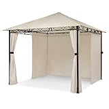 Blumfeldt Mondo - Pergola Partyzelt Gartenzelt Gazebo, Größe: 2,95 x 2,6 x 2,95 m (BxHxT), 4 Seitenteile, EasyMount Concept, Witterungsschutz: UV/Wind/Regen, beige