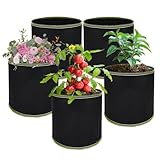 LUMOOM 5 Stück 12L Tomaten Kübel, Kartoffel Pflanzsack, Hochbelastbare Verdickte 1 Gallonen Stofftopf, Wiederverwendbare Pflanztasche, Grow Töpfe für Gemüse, Erdbeeren, Blumen (25 * 22CM)