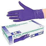 SF Nitril Einweghandschuhe M Lila/Violett, 100 Stück/Box, Nitrilhandschuhe, dehnbare Einmalhandschuhe aus Nitril, puderfrei, latexfrei, Rissfest, Gummihandschuhe, allergikerfreundlich