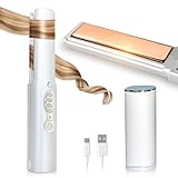 Glätteisen Kabellos mit 5000mAh Akku Titan Haarglätter und Lockenstab 2 in 1 Mini Tragbares Reiseglätteisen 3 Einstellbare Temperaturen Schnelleres Erhitzen für alle Haartypen (Weiß)