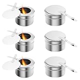 DIYJEP 6 Stück Brennpastenbehälter mit Deckel, Edelstahl Fondue Brenner Spiritusbrenner, Speisewärmer Brennbehälter Brennpaste für Warmhaltebehälter, Buffet Zubehör, Chafing Dish, Camping