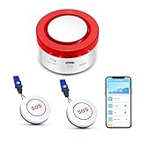 WiFi Caregiver Pager Call Button System: Tuya SOS Call Button Alarm with Phone App Alert, Wireless Caregiver Alert for Patient Handicapped Elderly Children (2 SOS-Panikknöpfe + 1 Empfänger)